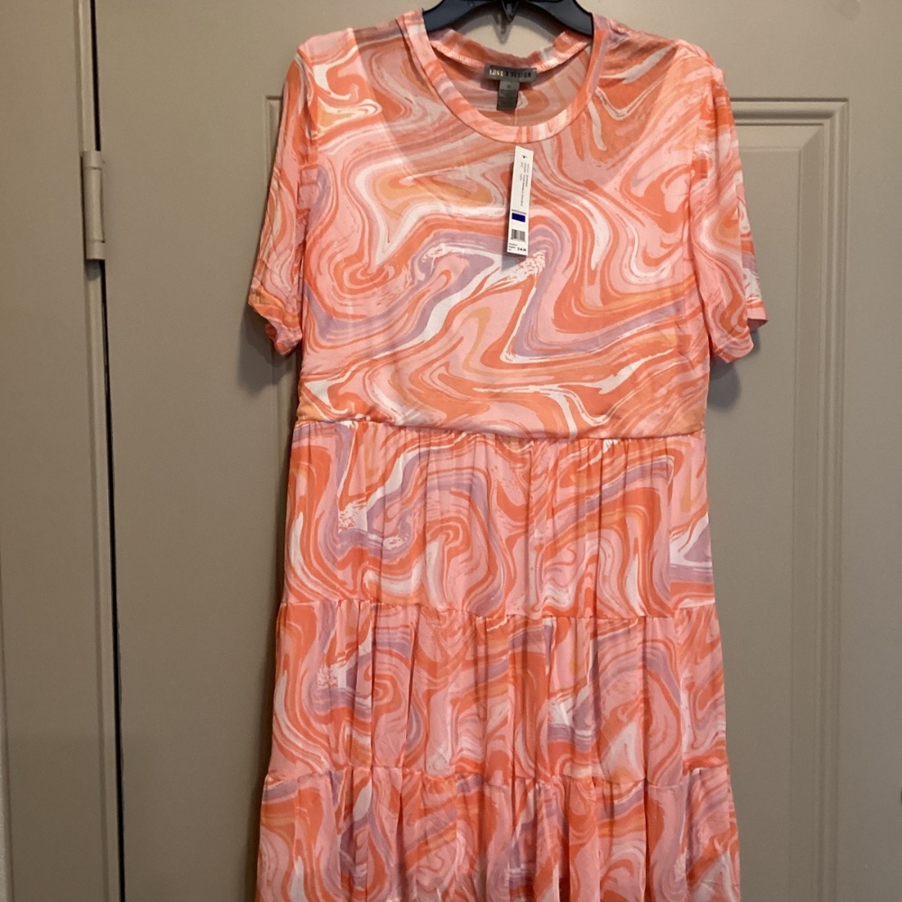 Love By Design Cate Floral Print Tiered T-Shirt Dress, size XL